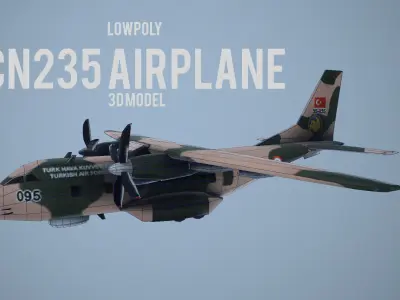 Lowpoly Casa CN235 Turkish Airforce Airplane Low-poly 3D model