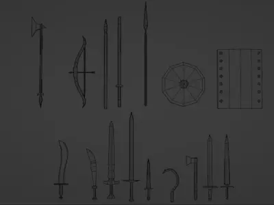 Low-Poly Medieval Weapons Collection  Low-poly 3D model