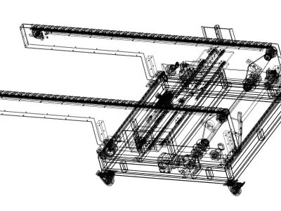 Flame Treatment Conveyor Line  3D model