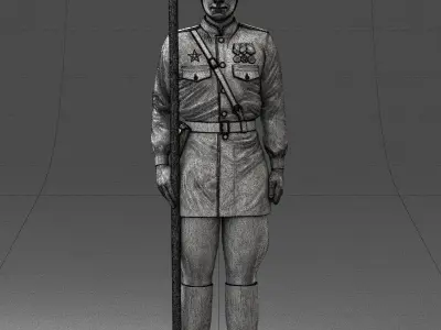 000109 Soviet Guard Soldier with Helmet and Medals 0116 3dp 3D print model