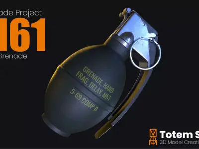 M61 Frag Grenade Low-poly 3D model