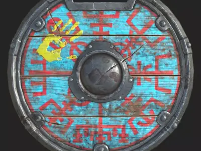  viking shield 4 texture set Low-poly 3D model