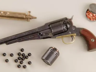 Remington 1858 New Model Army Revolver Low-poly 3D model