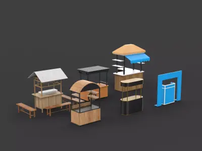 Food Carts set 3D model