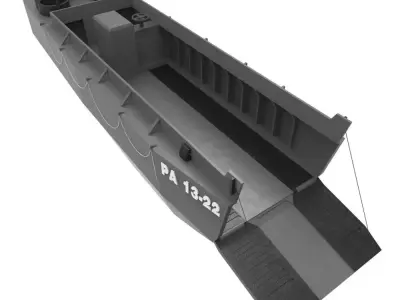 World war 2 LCVP Higgins Boat Low-poly 3D model