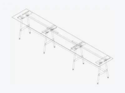 Desk - Timberline - Workstation - Sgl - Side - 3 - Person - High Low-poly 3D model