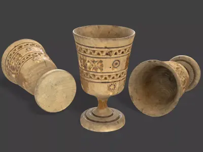 Antique Wooden Goblet Low-poly 3D model
