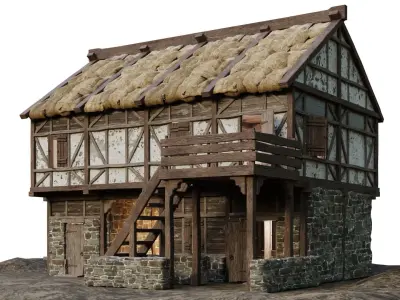 Medieval House 13 PBR 4K GameReady Low-poly 3D model