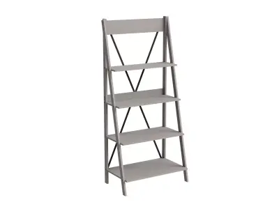 Industrial Farmhouse X Back Ladder Solid Wood Bookcase 3D model