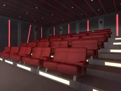 Modern Cinema Hall Low-poly 3D model
