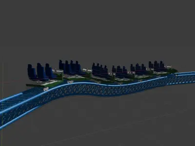 Roller Coaster Low-poly 3D model