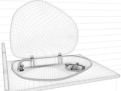 RV 304 stainless steel vegetable sink with lid gas stove sink 3D model