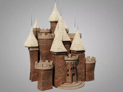 Castle Low-poly 3D model 9