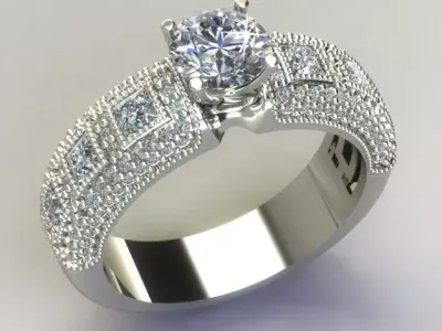 Ring diamond engagement 3D print model