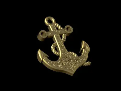 Anchor pendant 3D print model 3