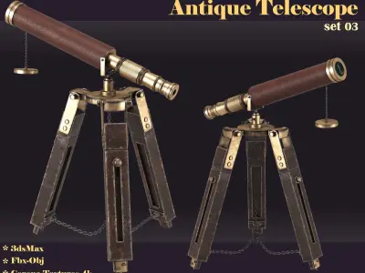 antique telescope 03 3D model