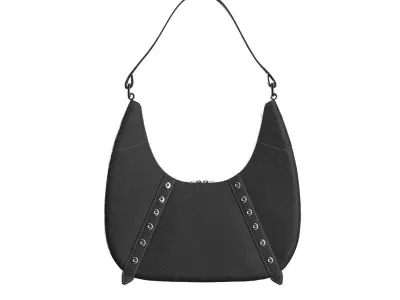 Black Leather Baguette Bag 3D model