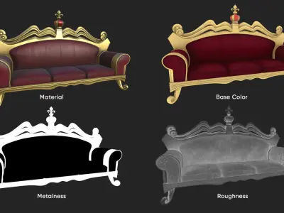 Royal Sofa Low-poly 3D model