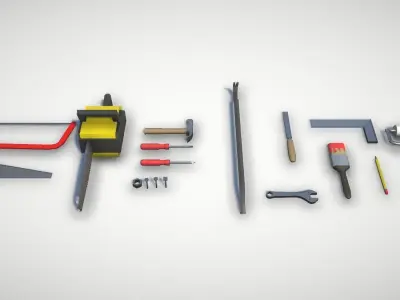 Low poly construction tools Low-poly 3D model buy