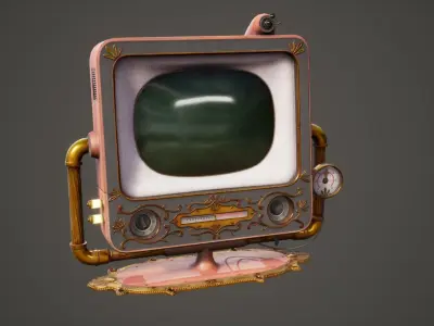 Antique Steam Punk TV Monitor Low-poly 3D model