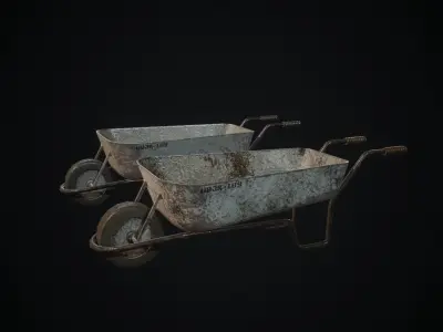 Wheelbarrow two wheelbarrows Low-poly 3D model