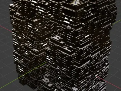 Sci fi night city building 6 Low-poly 3D model