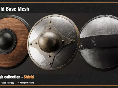 50 Shield Base Mesh - VOL 02-Game Ready  Low-poly 3D model