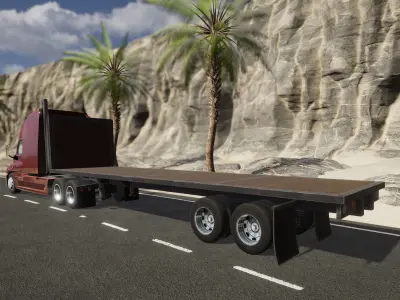 Semi Truck Trailer 03 - Flatbed v1 Low-poly 3D model