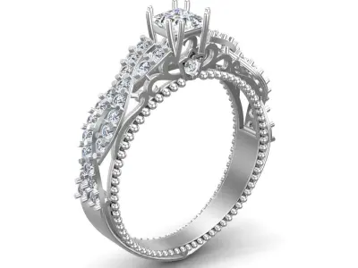 Gold Engagement Diamonds Ring 3D print model