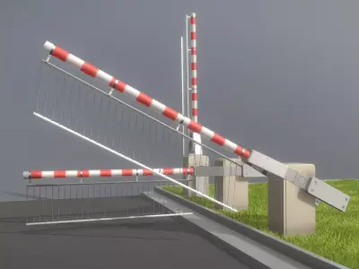 Railroad Barrier 3m High-Poly Version with Protective Grid 3D model