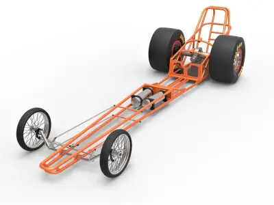 Chassis of front engined dragster 3D model