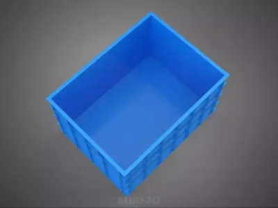 FRESH FISH CRAB SEAFOOD BLUE PLASTIC BOX CRATE CONTAINER STORAGE 3D model