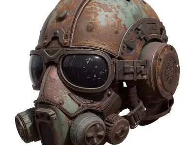 Steampunk Combat Pilot Helmet 3D Model Low-poly 3D model