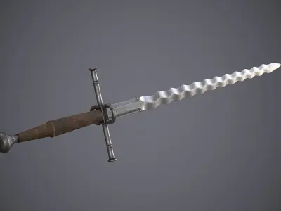 Flamberge sword Low-poly 3D model