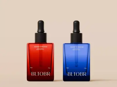 Cosmetic Dropper Bottle Mockup Set - Glass Serum Vials 3D model