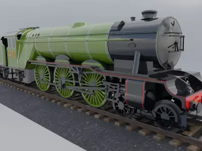 Animated Flying Scotsman Steam Train Low-poly 3D model