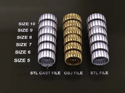 Ribbed Multi Vertical Line Band Mix Size 3D print model