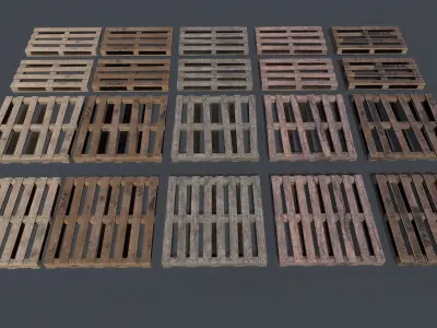 wood pallets Low-poly 3D model get