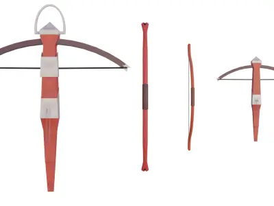 Medieval long range pack 7 items Low-poly 3D model