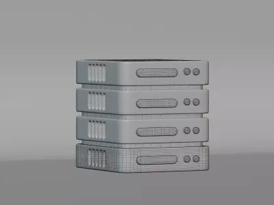 Cartoon AI Data Center Server Free low-poly 3D model