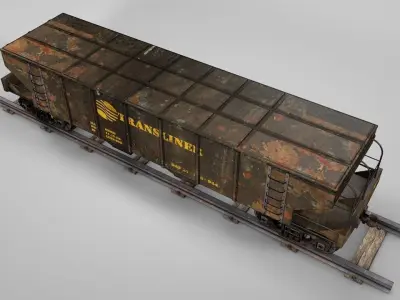 Rusty Hopper Wagon 3D model