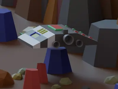 Low Poly Animated Spaceship Low-poly 3D model