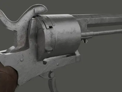 Revolver - textured - clean topology Free 3D model