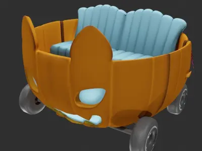 Halloween  pumpkin Car Free low-poly 3D model