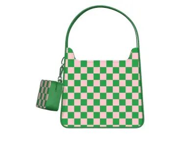Green Checkboard Leather Hobo Bag 3D model