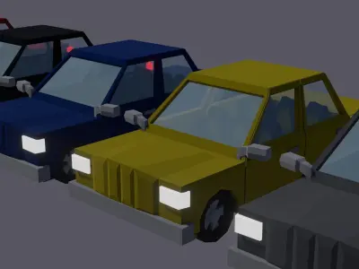 Maia Seven Low Poly Cars with Six Seats   Low-poly 3D model