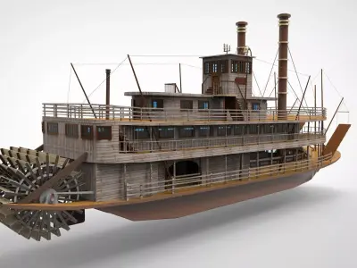 Paddle Steam Boiler Ship 3D model purchase