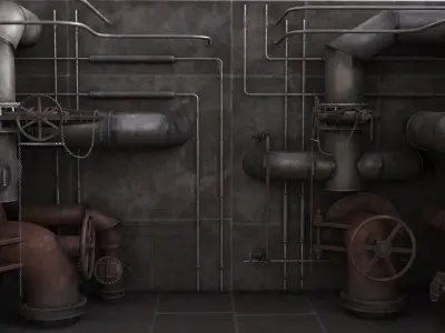Industrial Pipes v2 Low-poly 3D model
