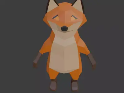 Low Poly Fox polygonal Low-poly 3D model