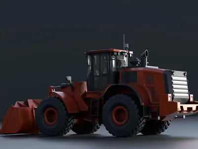 Wheel Loader Atlas Orange Low-poly 3D model